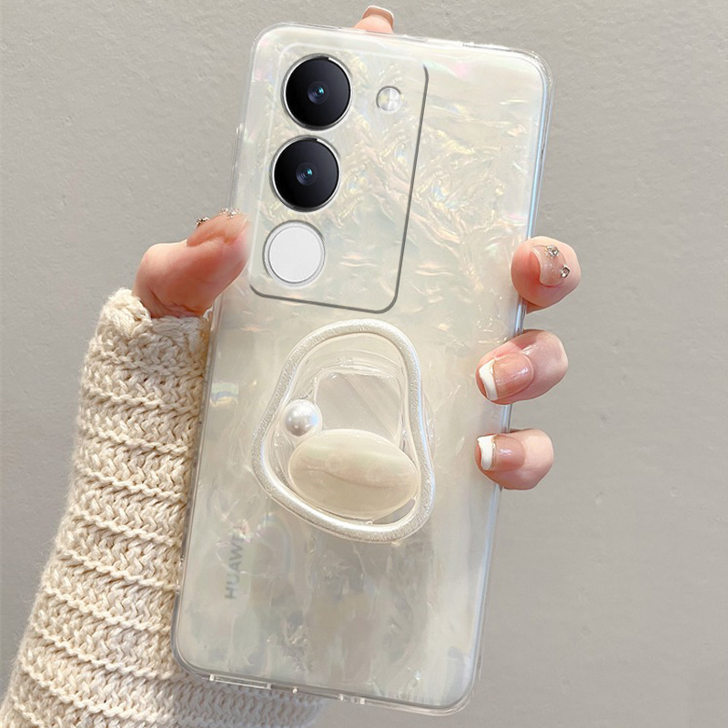 手机壳日韩贝壳纹透明带支架小众