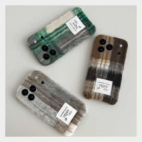 拼色复古格纹适用苹果17promax手机壳华为pura80荣耀400pro小米15美拉德vivos30条纹opporeno14秋冬季x200软p