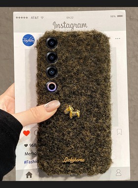 毛绒英文小马适用魅族22mini手机壳note16立体21pro新年20卡通18por秋冬季18x马年7/16spor/16t/16x/16thplus