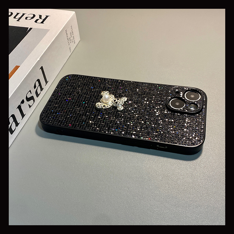 水钻珍珠小熊适用vivoy500手机壳y300pro卡通y200i亮片y100可爱y78+闪片y77e毛绒y76s绒布u3x十z5/y30软vivo