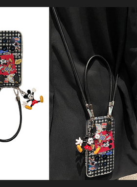 黑色格子米奇适用vivox200手机壳x100pro+手机壳x100ultra挂绳x90s挂件t2s硅胶x80spor卡通x70/x60+十vivo软p