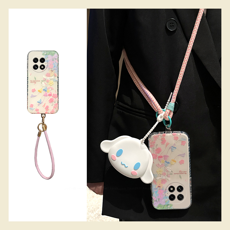小碎花玉桂狗适用oppo一加12手机壳ace3零钱包2pro斜挎2v可背带1挂绳9rt卡通8t硅胶7tpro趣味6t可爱1+oneplus