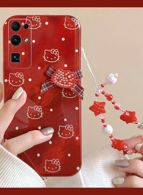 2026波点kt猫适用华为荣耀30pro+手机壳30s红色v30手链x30i新年畅玩30plus凯蒂猫x20se卡通x10max/play4t/3软