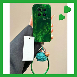 绿色晕染适用华为mate70pro 手机壳pura70ultra挂绳mete70rs高级感60日韩50e锡纸纹40硅胶30por小众十手提女p