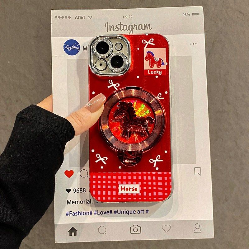 手机壳硅胶羽纱新年红色2026马年