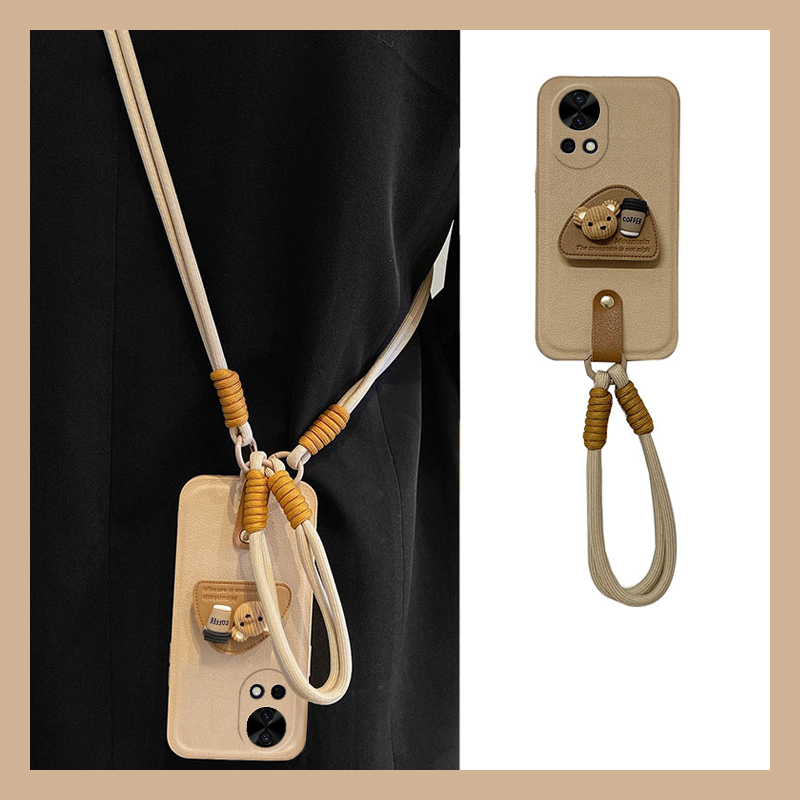 咖啡小熊适用华为nova12手机12pro畅享12ultra立体支架11畅玩11pro斜挎11se可背带10日韩10z斜跨9硅胶8pro女p