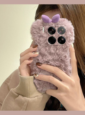 紫色蝴蝶结适用小米15pro手机壳14立体13sultra简约12spor新款12x小众11青春版毛绒绒10s米日韩mi硅胶秋冬季p