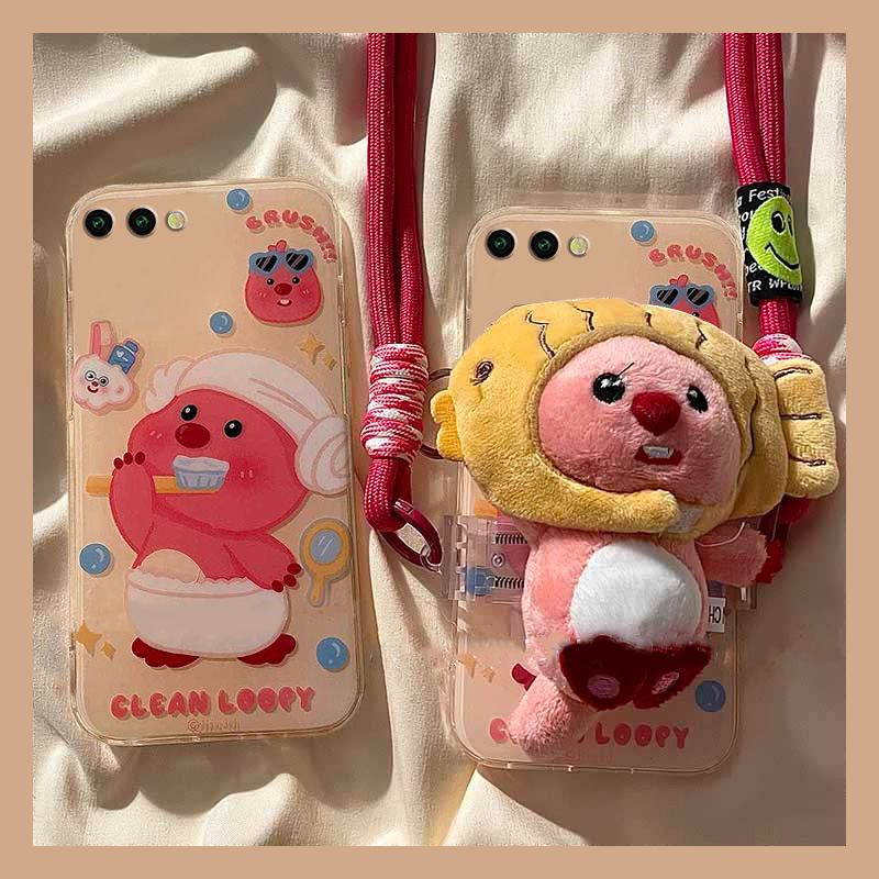 手机壳背夹斜挎挂绳可爱小海狸loopy露比