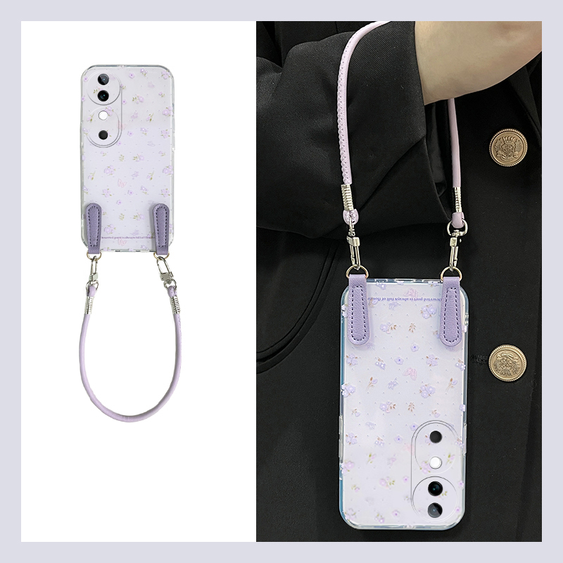 紫色满屏碎花适用vivos20手机壳s19pro日韩s18e小清新s17t挂绳s16小众s15手提s12por新款s10硅胶s9/s7/vivo软