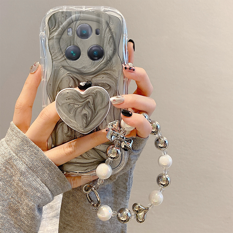 ins风奶油滴蜡适用华为荣耀magic6手机壳majic6至臻版mgaic5pro带支架honor少女高级感por波浪纹硅胶软壳挂链