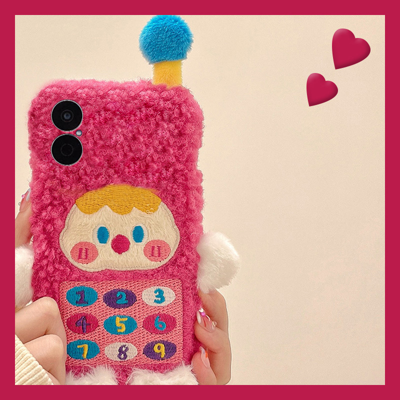 电话机女孩适用华为畅享70pro手机壳60x大哥大优畅享50plus刺绣20se秋冬季0e畅想z毛绒9e毛茸茸5g麦芒9卡通8