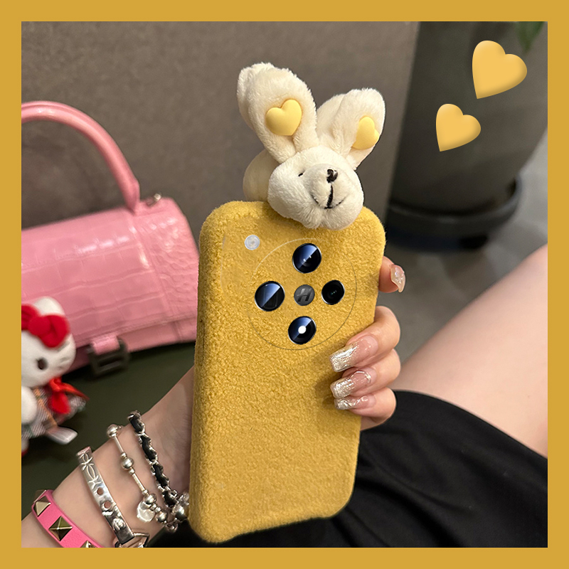可爱兔子适用oppofindx8手机壳findx8ultra立体fondx7pro绒布por日韩0ppo毛茸茸秋冬oppo毛绒硅胶软壳趣味女p
