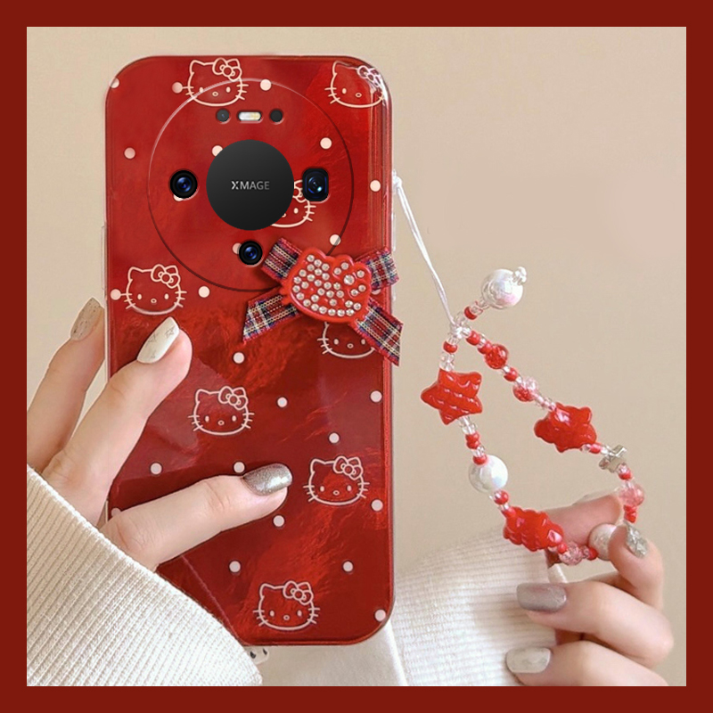 2026波点kt猫适用华为mate80promax手机壳meta70pro+红色mata60手链m50e新年rs保时捷设计40e凯蒂猫30十20x软