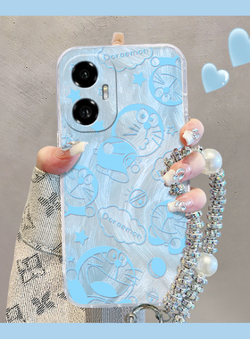 蓝色哆啦A梦适用华为荣耀300手机壳magic7pro少女心x60i可爱x50卡通200挂链100羽纱mgaic6十硅胶nova12/70p+