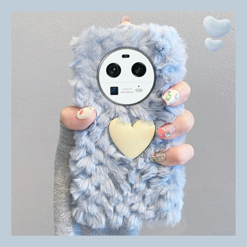 毛绒绒毛茸茸秋冬立体爱心手机壳