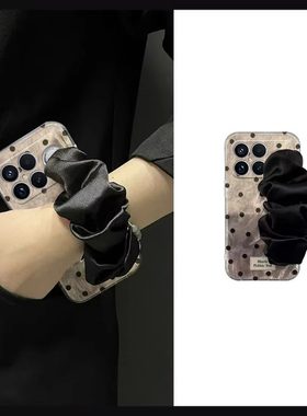 ins风满屏波点适用小米红米k90手机壳k90promax立体por褶皱九十丝巾米腕带redmi硅胶羽纱全包防摔黑色透明软p