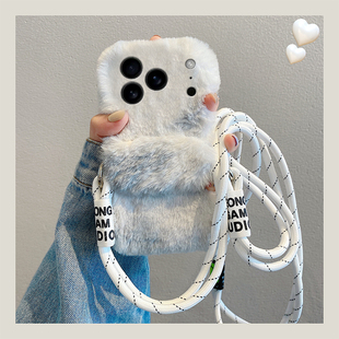 水墨晕染拼色适用苹果17promax手机壳华为pura80荣耀400pro小米17立体vivos30毛绒opporeno14秋冬季 x200斜挎p