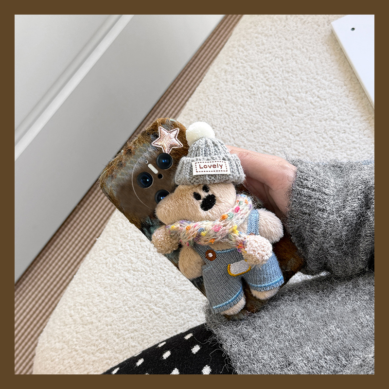 小熊公仔适用华为mate70pro+手机壳pura70ultra少女心mete70rs立体60日韩50e可爱40硅胶30por秋冬季十毛绒绒p