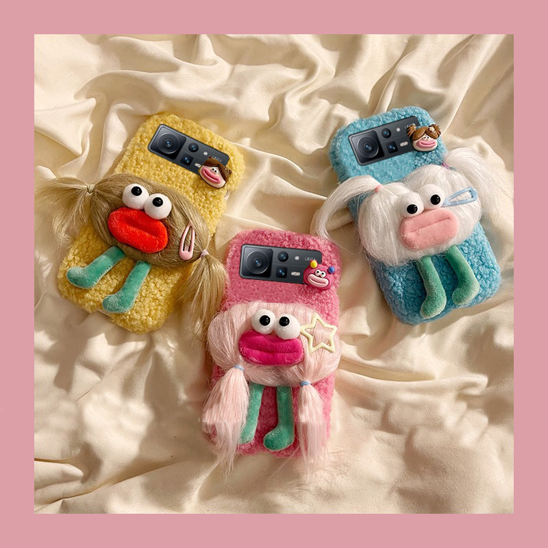 毛绒绒毛茸茸冬天立体小怪兽手机壳