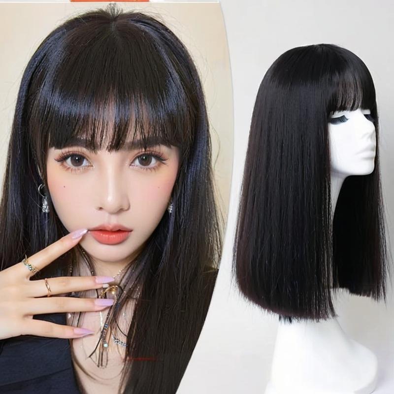 希音女款刘海锁骨中长假发