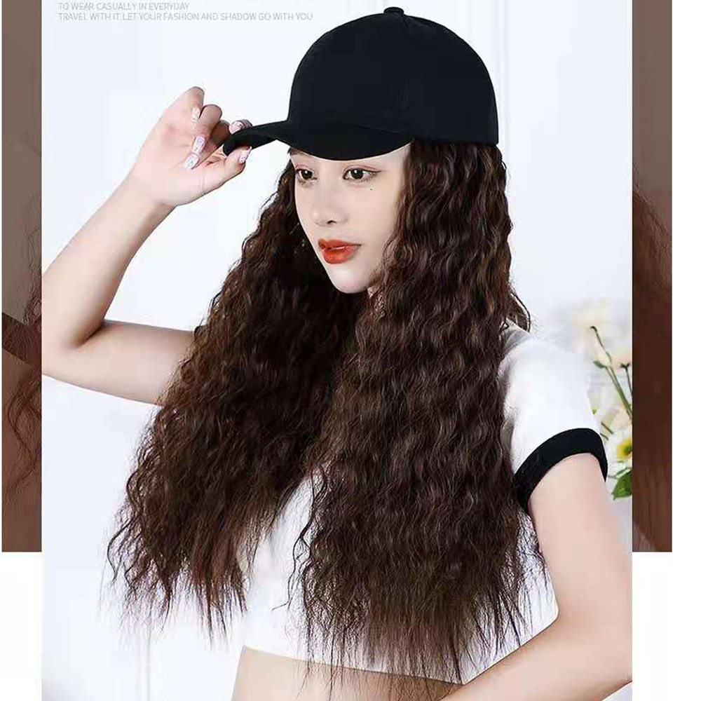 假发女长卷一体帽玉米须羊毛卷