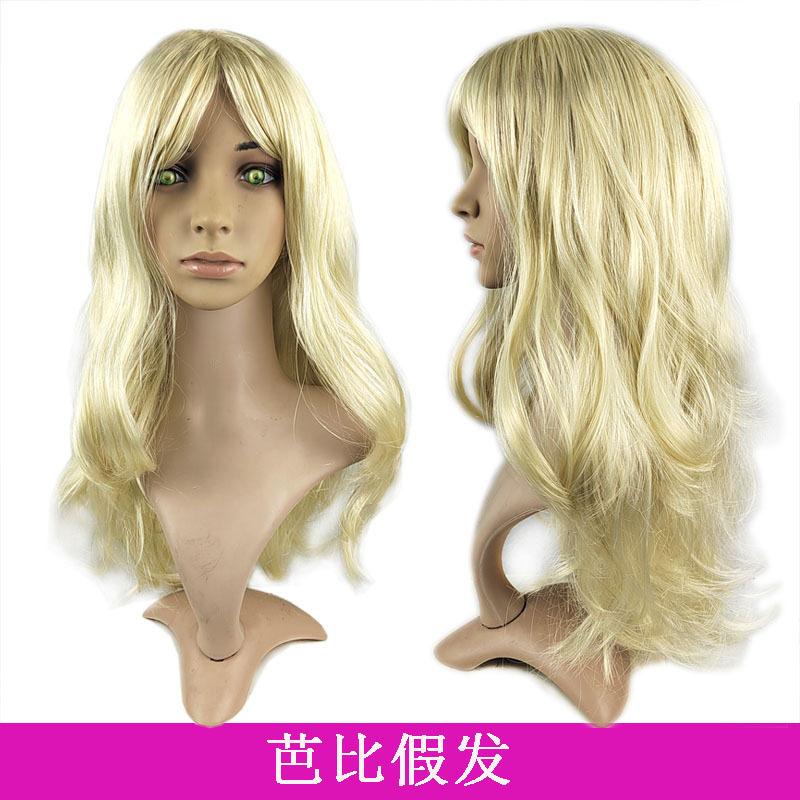 芭比新款假发浅金色cosplay假发微卷发长发电影Barbie