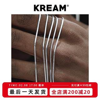 KREAM S925 silver snake纯银镀白金项链细蛇骨链男女锁骨 方蛇链