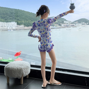 女童連體泳衣女夏精致潮裝 潮流淑女 簡約穿搭兒童洋氣甜美小眾經典