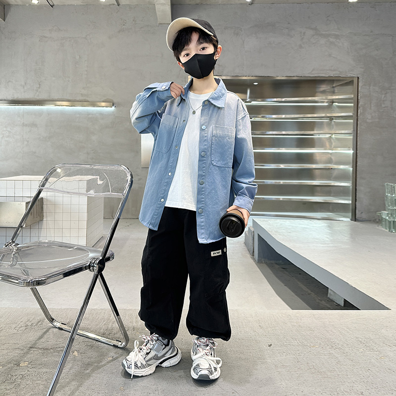 男童炸街衬衫春秋潮服衬衣酷风帅气秋天高级感长袖童装穿搭格子衫