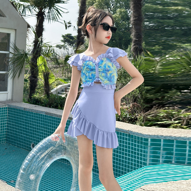 女童时尚泳衣新款精致2025甜美潮范休闲新品童装简约潮装衣服超美