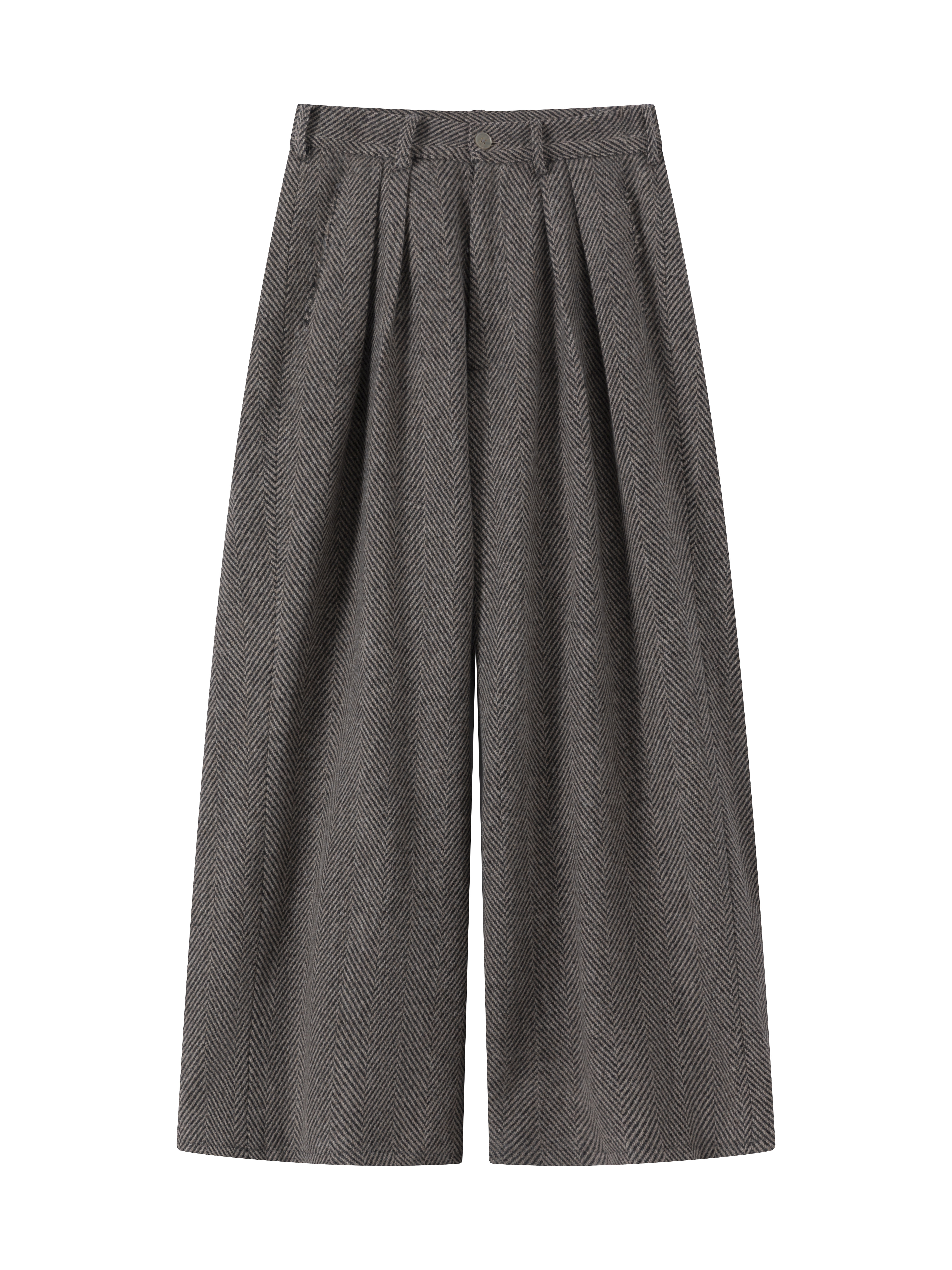 thumbnail for sososry British imported floral yarn wool alpaca full lining tweed destroys wide-leg trousers slacks