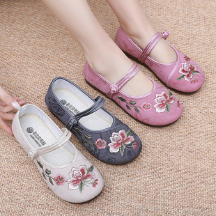 老北京布鞋女鞋春夏单鞋软底防滑妈妈鞋民族风布鞋绣花鞋平底布鞋