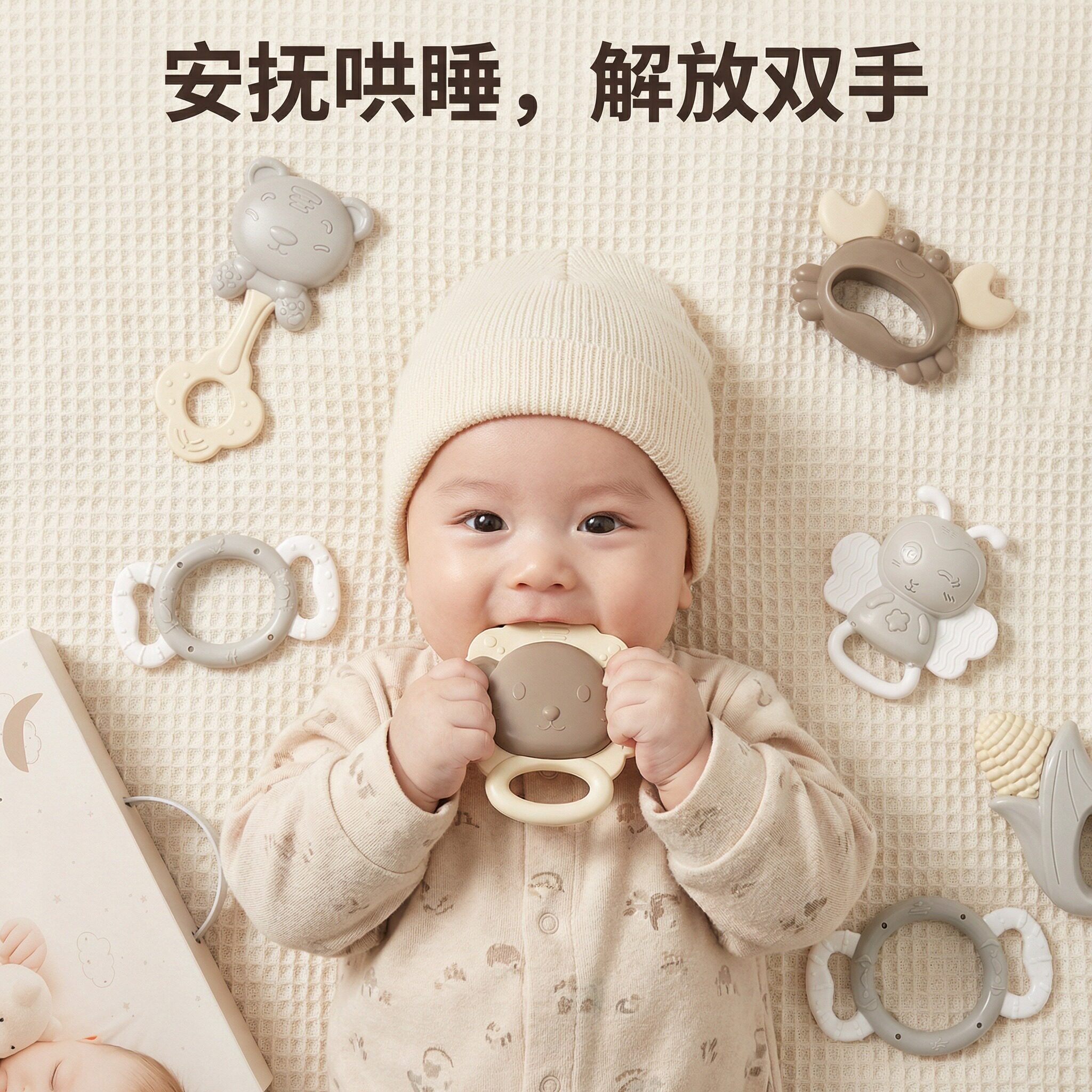 百天宝宝礼物小月龄玩具手摇铃婴儿用品G大全沙锤幼儿0到6个月儿