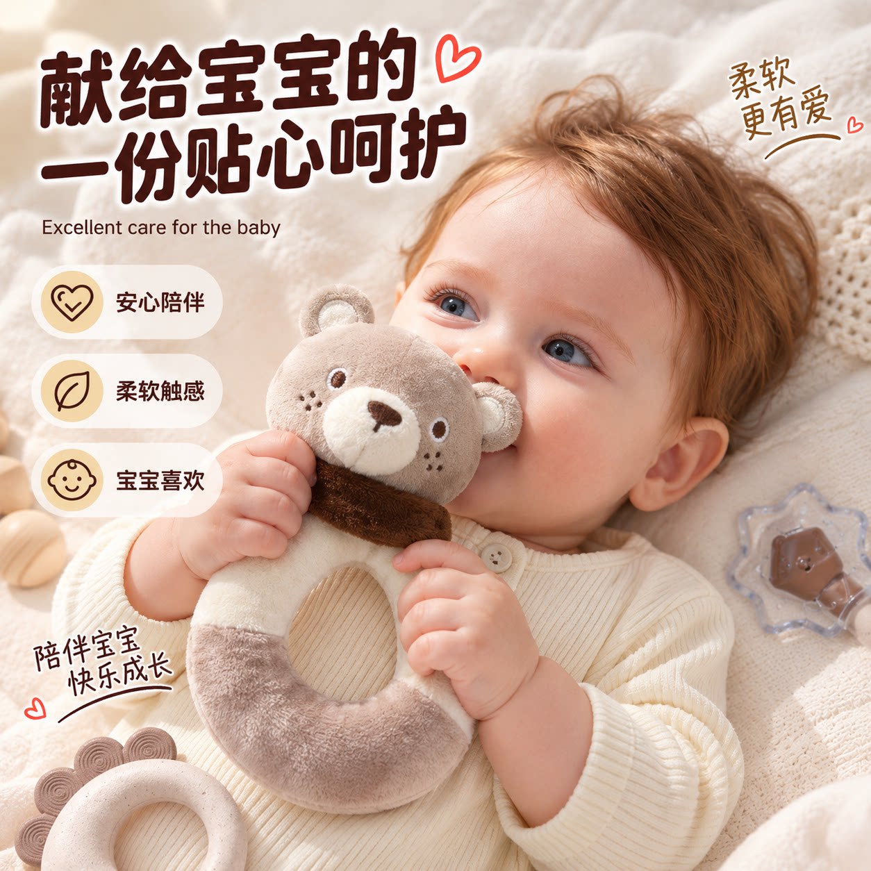 新生儿安抚玩偶礼盒软胶可啃咬