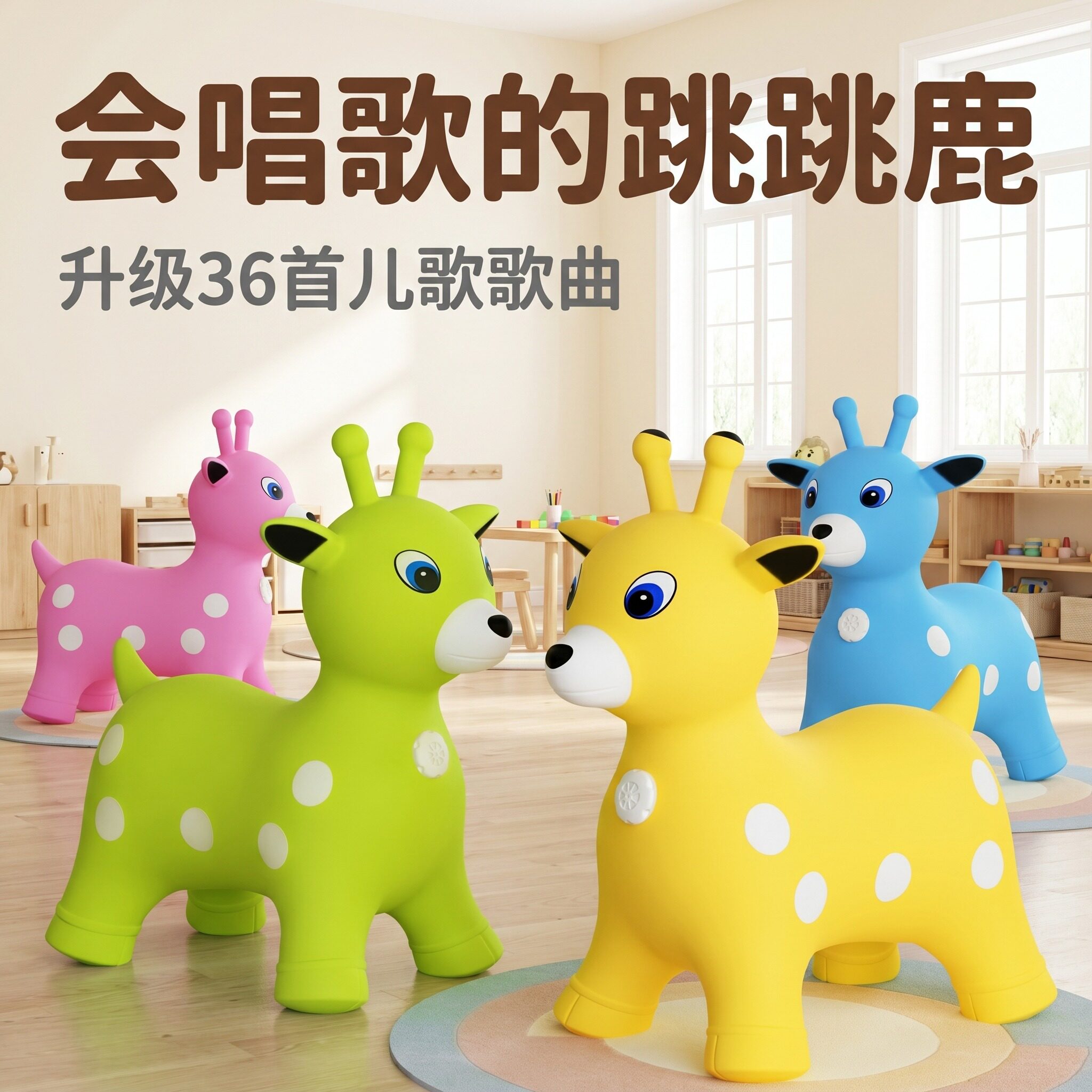 儿童加厚防侧翻小鹿跳跳马