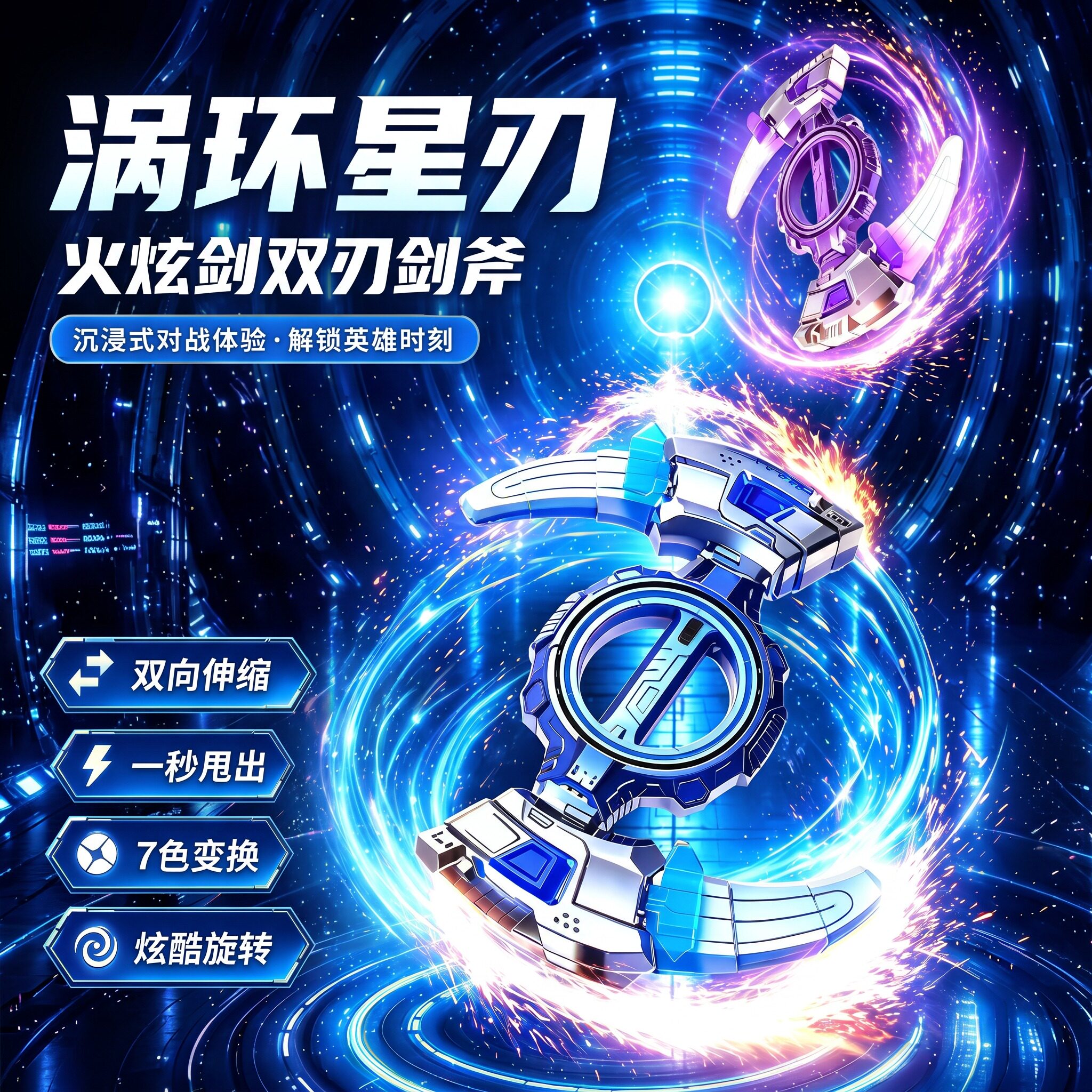涡环星刃火花双头伸缩激光剑