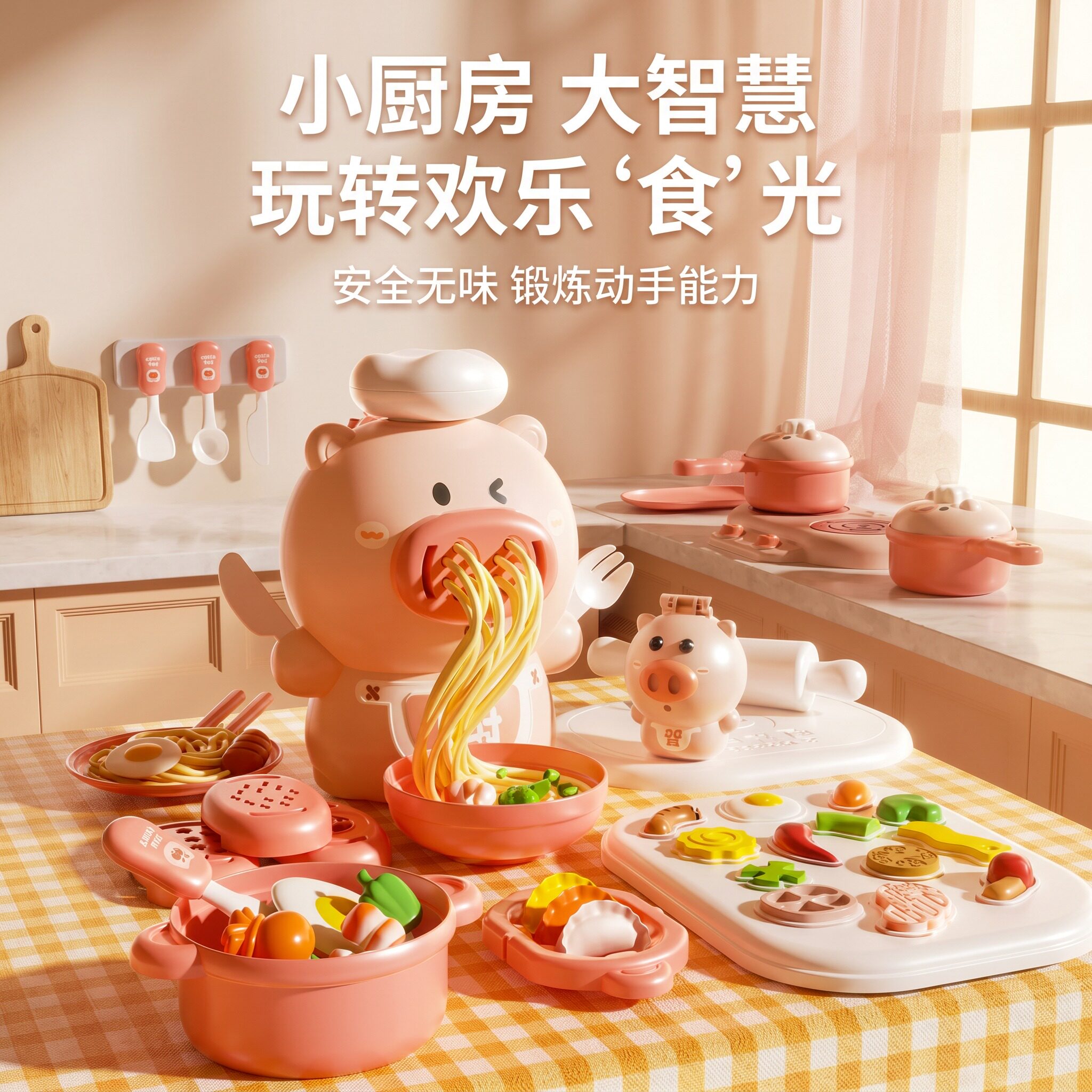 儿童超轻粘土宝宝卡通可爱猪大厨面条机彩泥橡皮泥黏土玩具男女孩