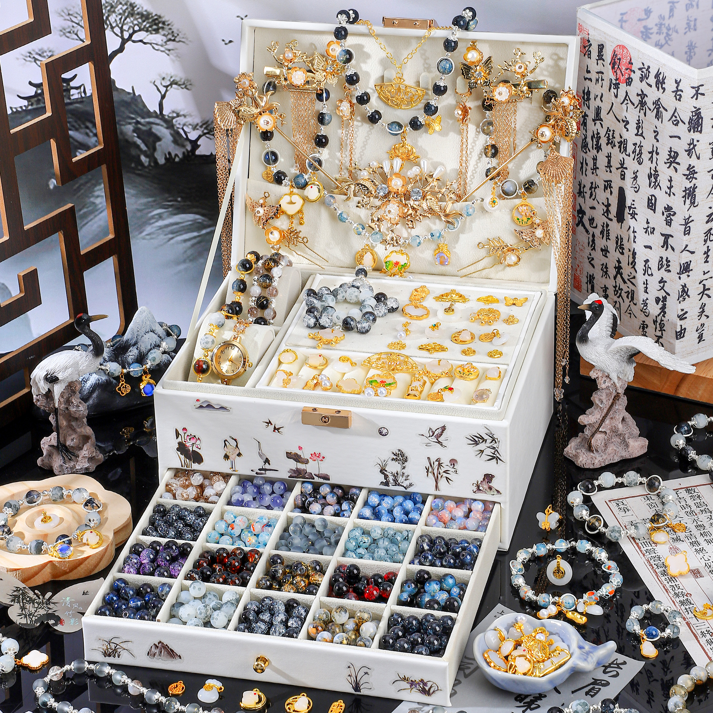水墨琉璃串珠礼盒套装