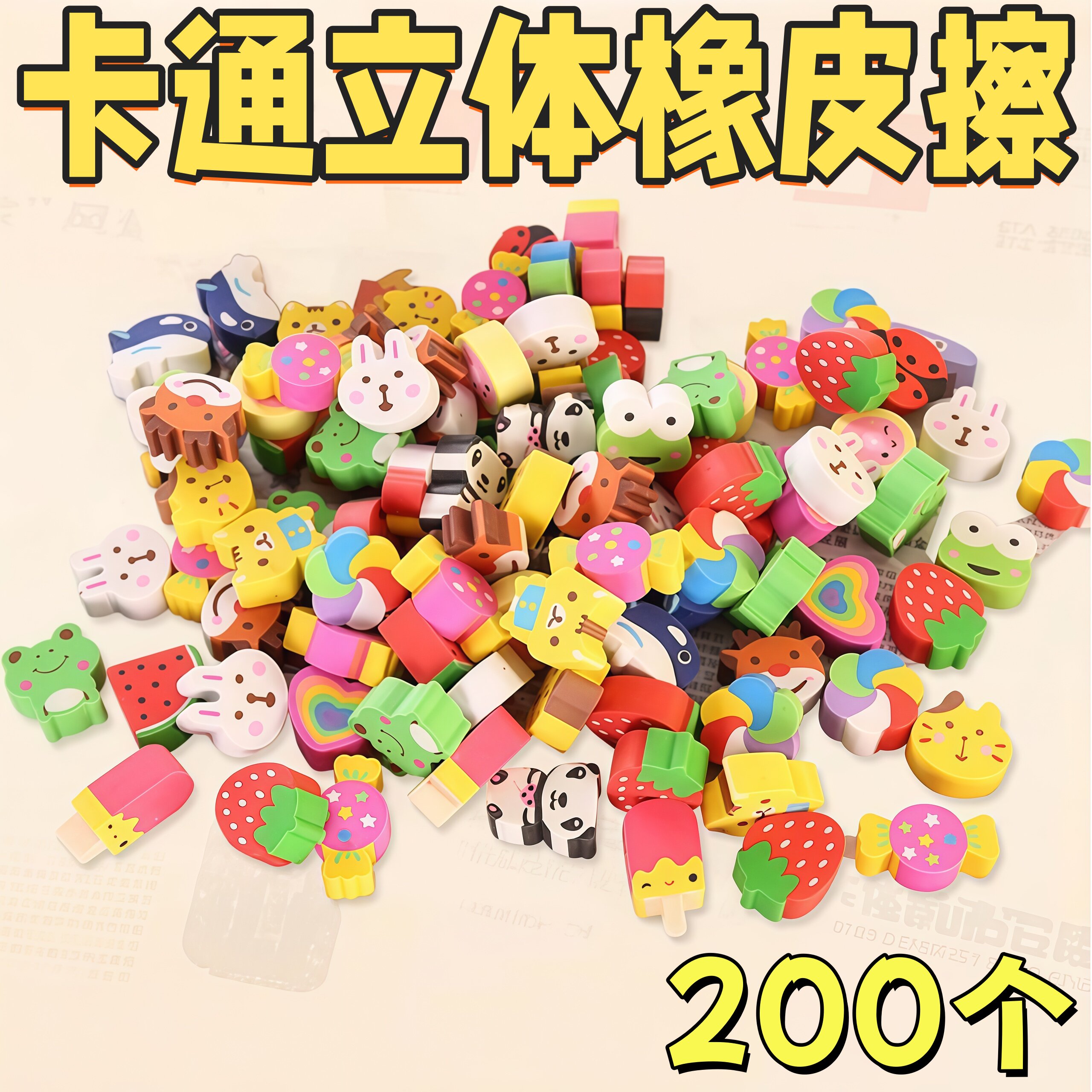 开学季儿童卡通立体橡皮擦礼品