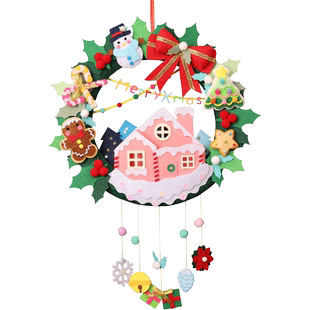 圣诞节门环装饰花环不织布制作儿童手工diy材料包挂饰场景布置