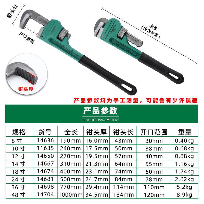 。包邮水管钳管钳美式重型管子钳圆管钳安装钳手虎钳管子扳手工_虎窝淘