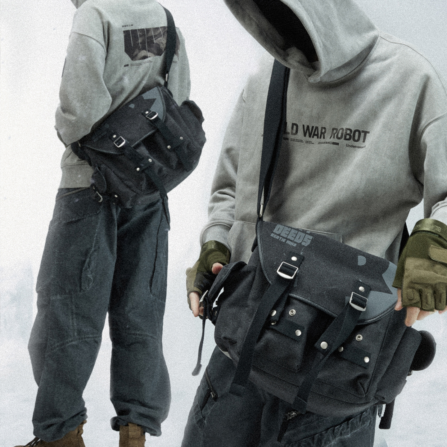 Underverse x 吉考斯工业 水洗做旧棉质邮差包