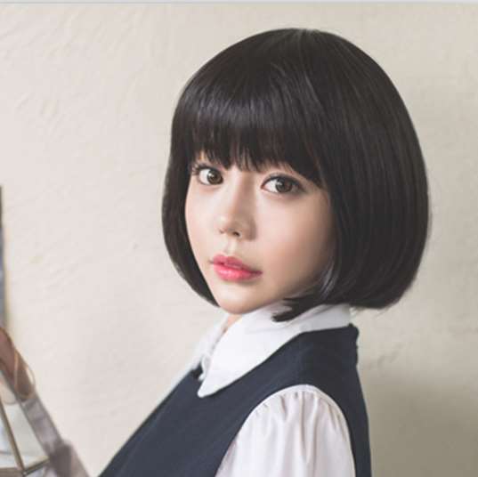 正品【10年老店 好质量】逼真发丝仿真头皮齐刘海齐耳短发假发女