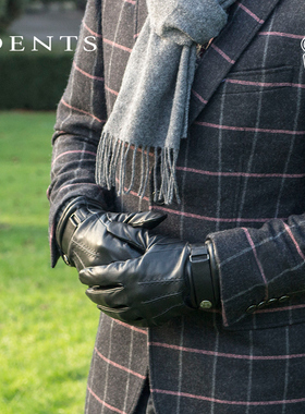 可触屏|DENTS羊毛内里毛羊皮保暖厚男士御寒手套5-9204礼盒