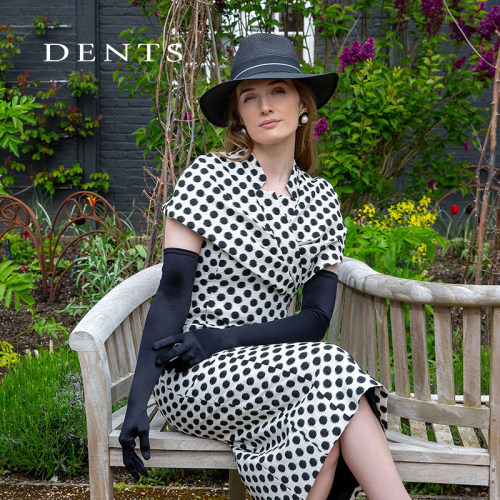【反季折扣】DENTS赫本风优雅丝质缎面女士长款缎面手套6-2182