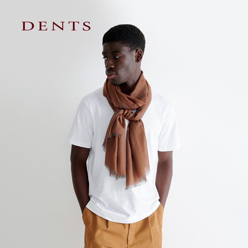 DENTS单纱羊绒宽版围巾披肩