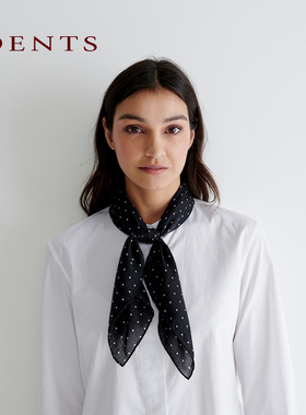 DENTS苏格兰 复古波点单纱羊绒方巾丝巾SQUARE礼盒