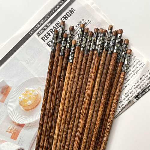 桂越精品椰木碎贝壳镶嵌家用筷子