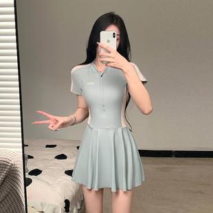泳衣女款 胖mm高颜值显瘦 微胖女孩遮肉夏保守2023新款 纯欲连身大码