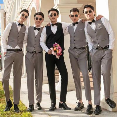 伴郎服兄弟团服装男西式结婚衣服马甲衬衫套装迎亲合唱礼服秋冬季